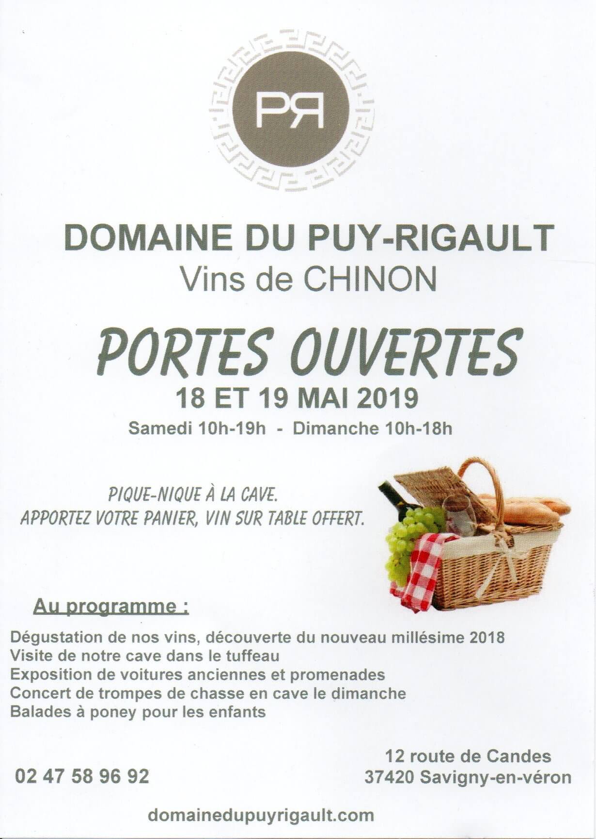 Portes ouvertes le 18 et 19 mai 2019 au domaine du Puy Rigault, vignerons en AOC Chinon